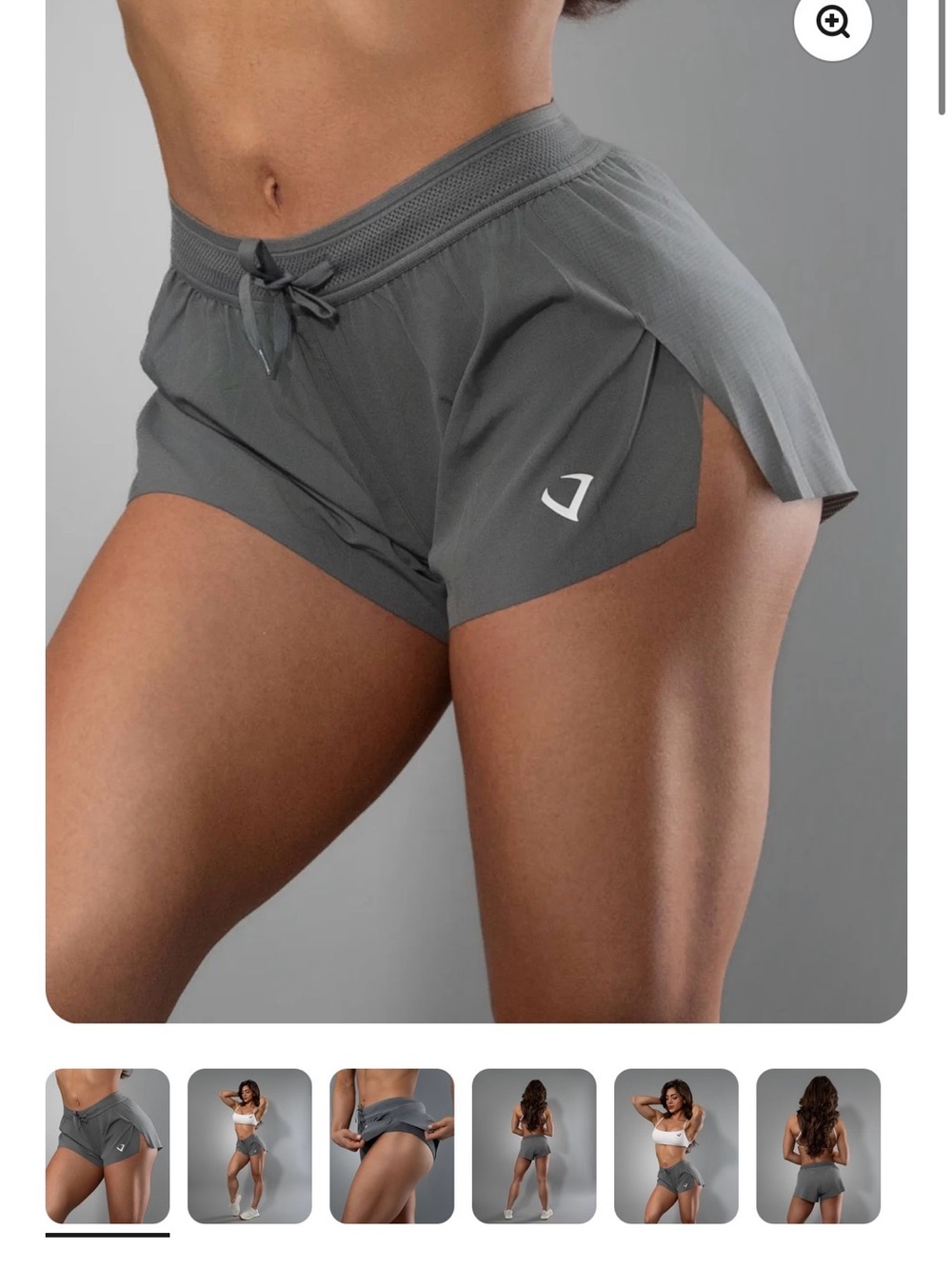 Athletic Grey Split-Hem Running Shorts with Drawcord